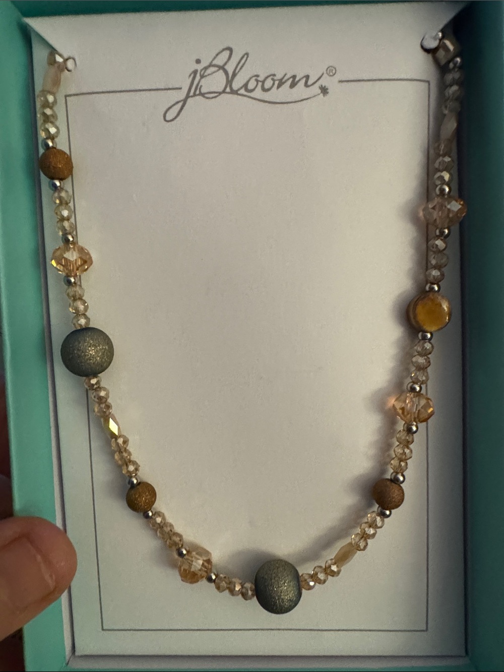 bloom Kelsi Champagne and Gray Beaded Stainless steel Necklace trendy jewelry